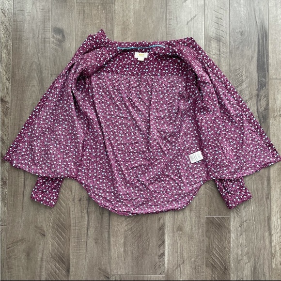 EUC Maeve x Anthro Calico Floral Button Down Wine in Size Sz 0 - Picture 8 of 13